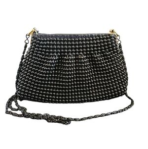 Vintage 1960's Black Bubble Beaded Mini Evening Shoulder Bag